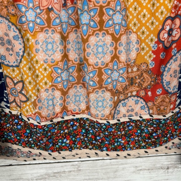 John Mark Tunic Embroidered Bohemian Split Neck Lantern Sleeve Top 0X (14-16) - Picture 9 of 11